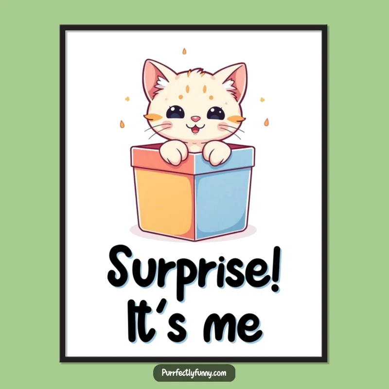 Funny Cat Gift Box Digital Art: Bursting Fun, Instant Hilarious Decor Gift