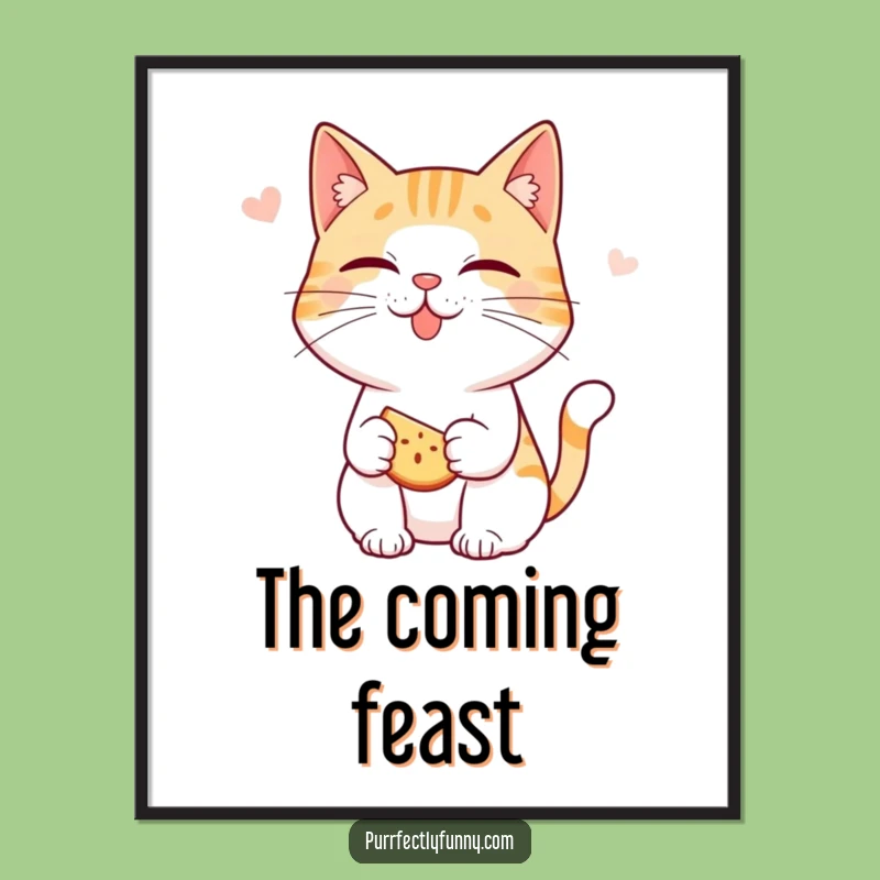 Funny Anticipation Cat Digital Art: Snack Time - Instant Funny Gift!