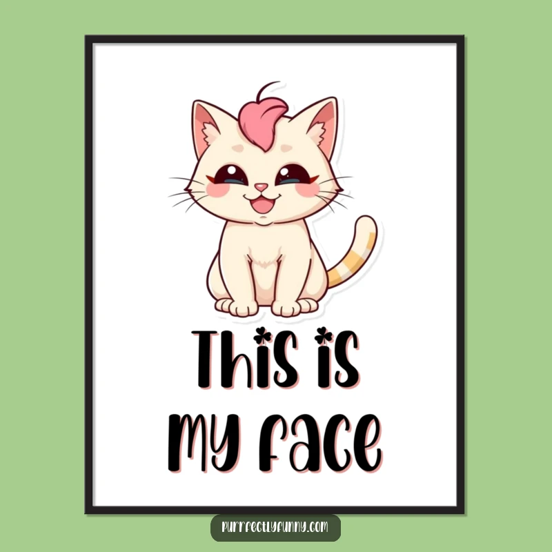 Funny Cat Grin Digital Art: Printable Wall Art with Silly Feline, Instant Funny Gift