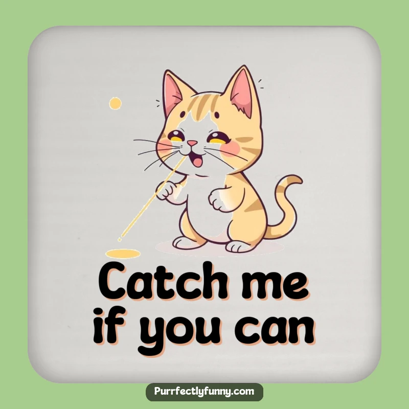 Funny Cat Laser Chase Coaster - Hilarious Drink Protection, Perfect Gift for Cat Fans