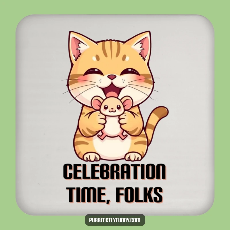 Funny Cat Hunter Coasters: Protect Surfaces with Pride