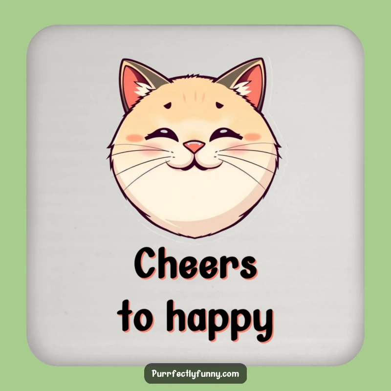 Funny Smiling Cat Coaster Set - Bouncy Whiskers Table Protection