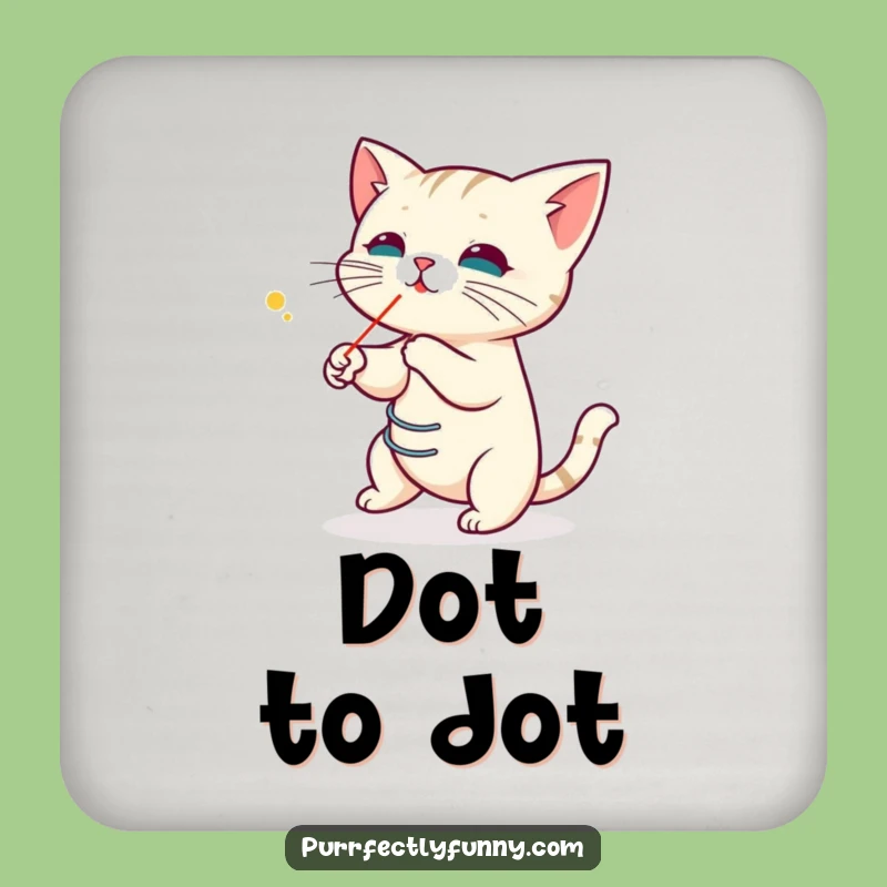 Funny Laser Cat Coaster: Coiled Protector, Hilarious Drink Gift