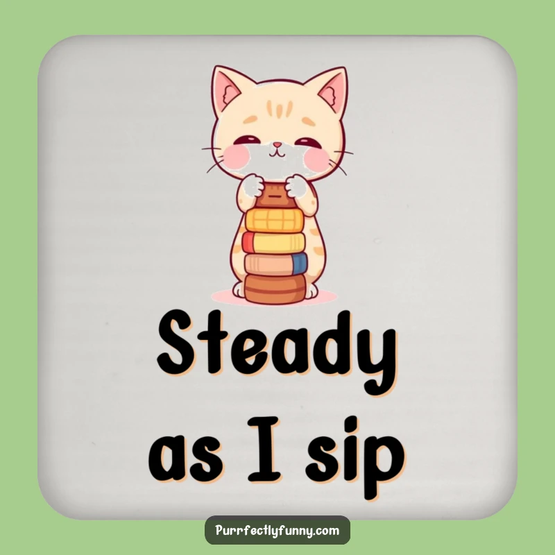 Funny Balancing Cat Coaster: Protect Surfaces with Playful Charm