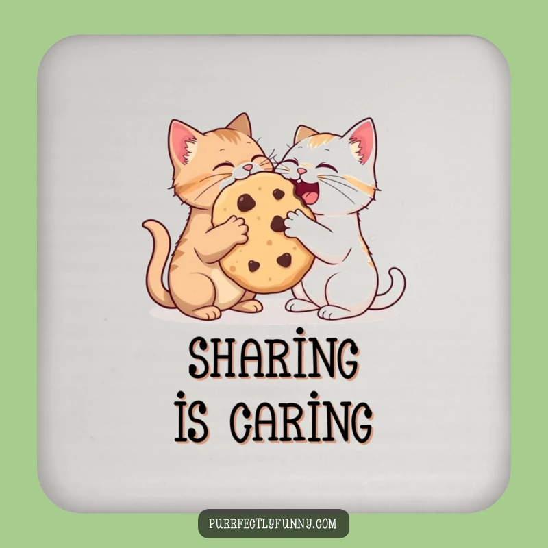 Funny Cat Cookie Sharing Coaster: Protect Surfaces with Sweet Humor