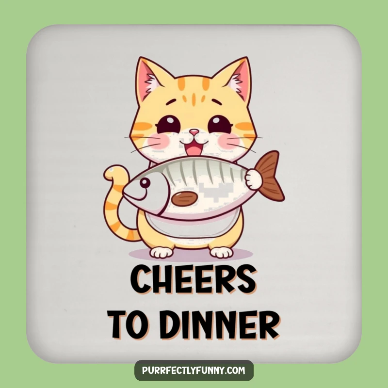 Funny Cat Fish Treat Coaster - Hilarious Drink Protection, Perfect Gift for Food Fans