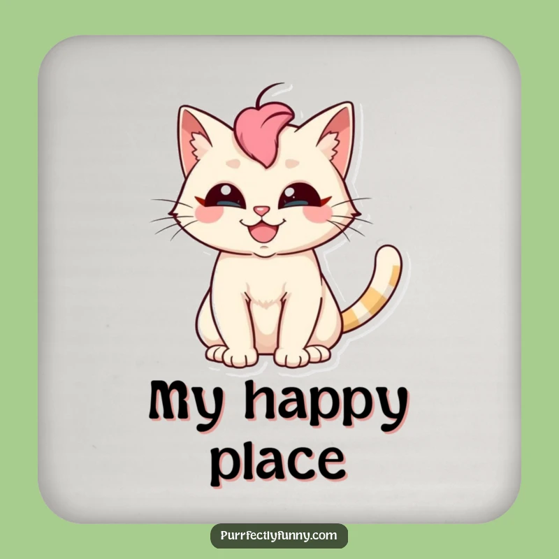 Funny Cat Grin Coaster: Protect Surfaces with Silly Feline Art, Great Funny Gift