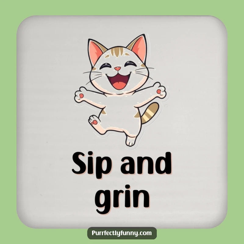 Funny Cat Leap Coaster - Protect Surfaces with Feline Merriment