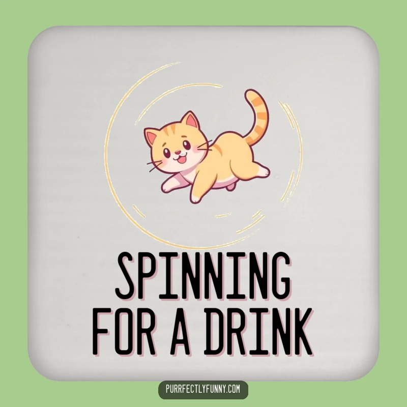 Funny Dizzy Cat Drink Coaster: Protect Surfaces with Feline Spirals