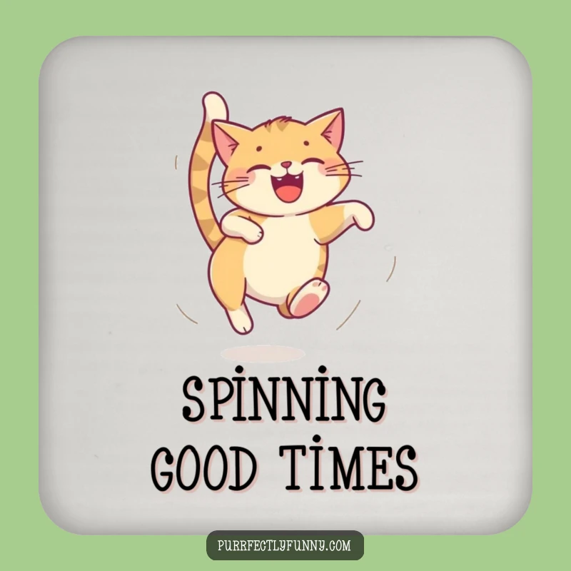 Funny Dizzy Cat Tail Chase Coasters - Protect Surfaces with Fun!