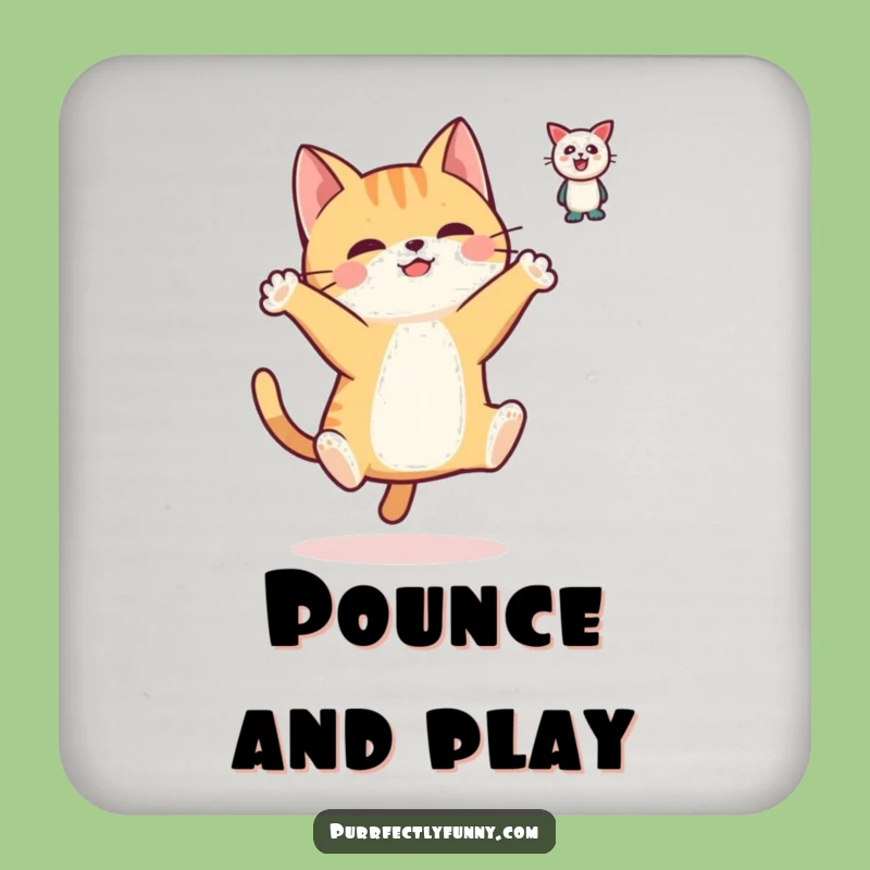 Funny Leaping Cat Coaster Set: Protect Surfaces with Humor