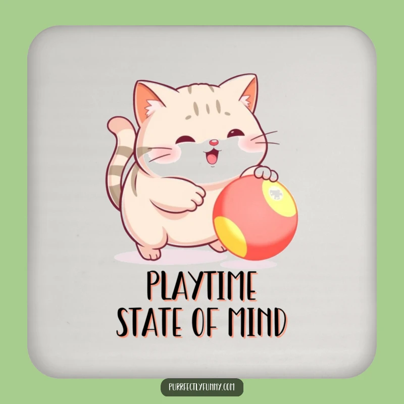 Funny Plump Cat Ball Chase Coasters: Protect Surfaces with Playful & Humorous Art