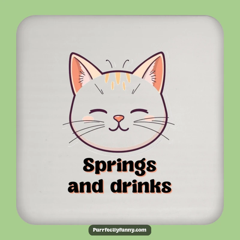 Funny Spring Whisker Cat Coaster: Protect Surfaces with Bouncy Charm