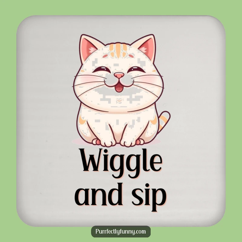 Funny Wobbly Whisker Cat Drink Coaster: Protect Surfaces with Quirky Style