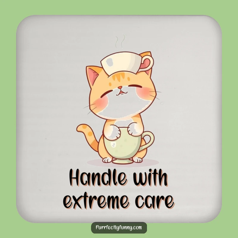 Funny Teacup Cat Fail Coasters: Protect Surfaces with Hilarious Feline Art