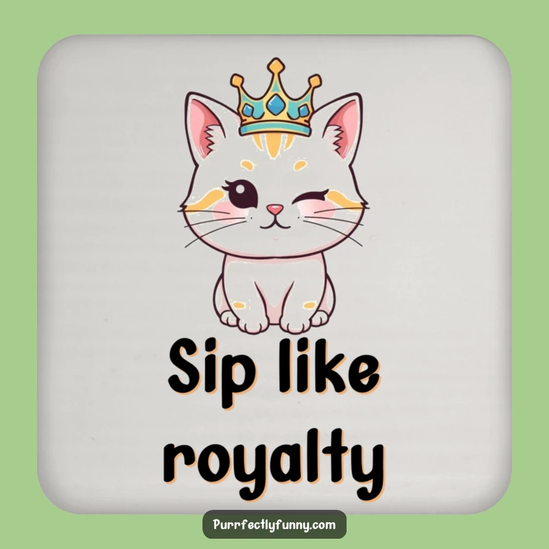 Funny Royal Cat Drink Coaster: Protect Surfaces with Feline Royalty