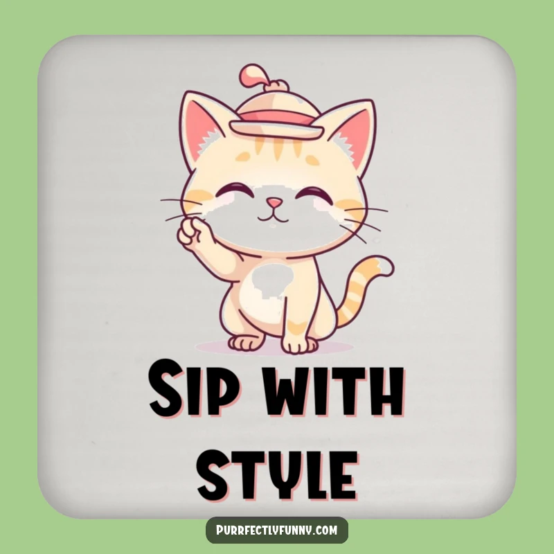 Funny Cat Hat Coaster: Stylish Protection with Feline Charm