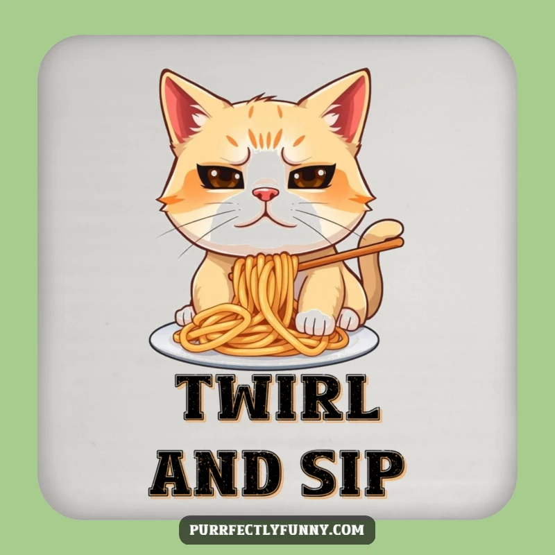 Funny Spaghetti Cat Drink Coaster: Hilarious Messy Feline Protection for Surfaces