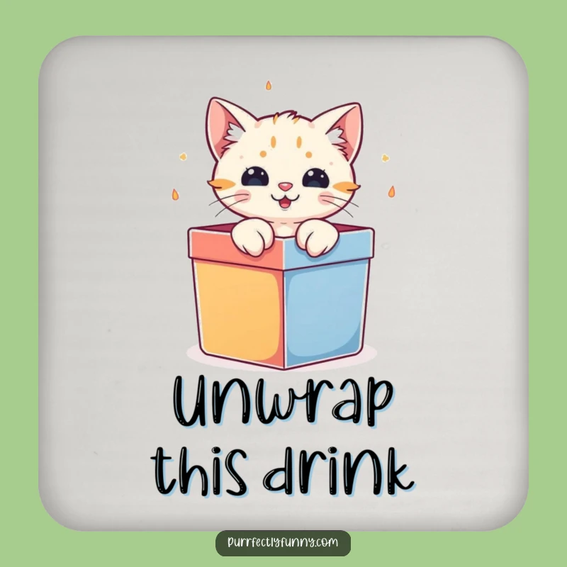 Funny Cat Gift Box Coaster: Surprise Protection, Hilarious Drink Accessory Gift