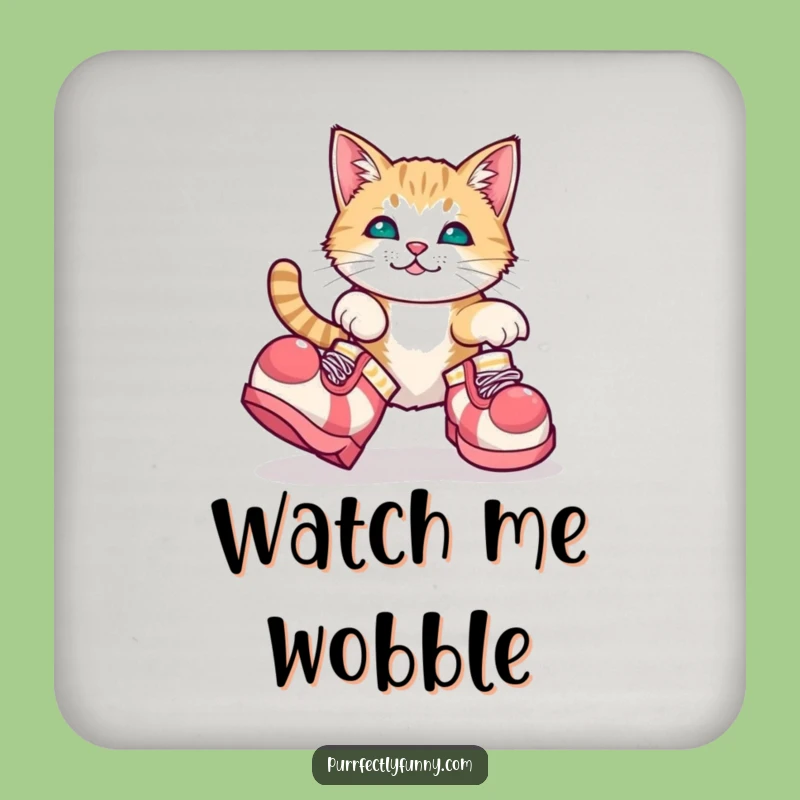 Funny Cat Clown Shoes Coaster: Protect Surfaces with Adorable Humor