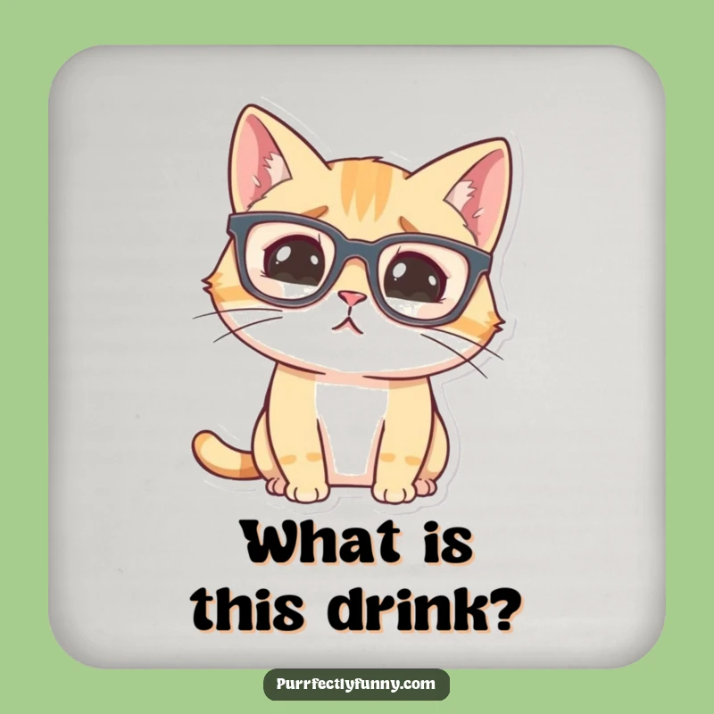 Funny Confused Cat Drink Coasters: Hilarious Bewildered Feline Set for Puzzling Tables