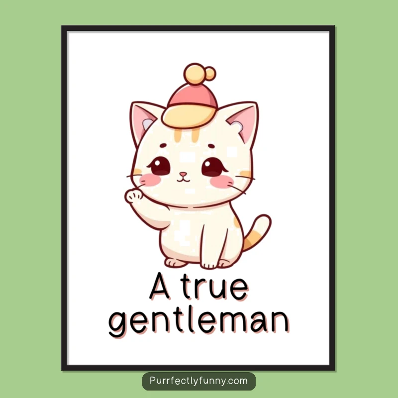 Funny Dapper Cat Poster: Hilarious Gentleman Feline Art Print for Elegant Spaces