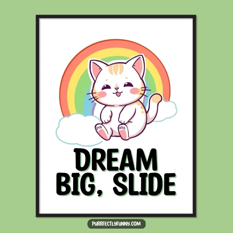 Funny Rainbow Cat Poster - Enchanting Wall Art for Dreamy Spaces