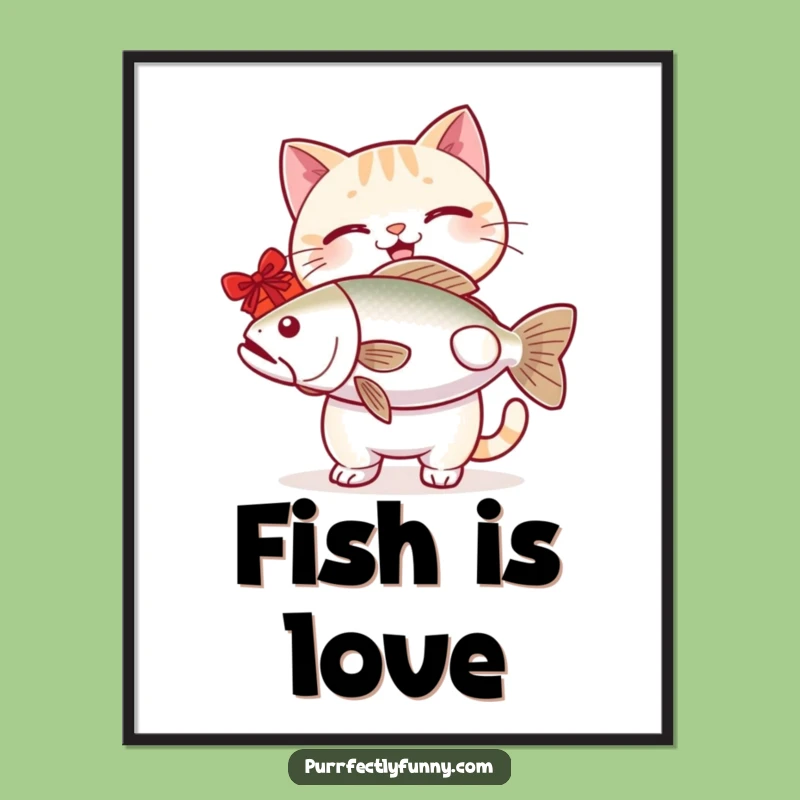 Funny Cat Fish Poster - Hilarious Wall Art and Gift for Cat Enthusiasts