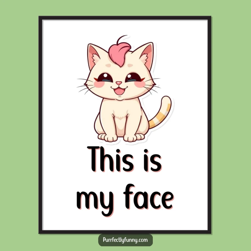 Funny Cat Grin Poster: Hilarious Feline Art Print, Whimsical Funny Gift