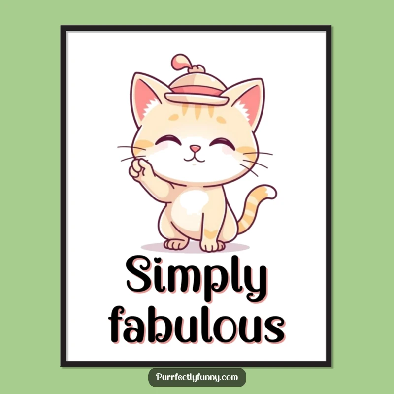 Funny Cat Hat Pose Poster: Stylish Wall Art for Feline Fans