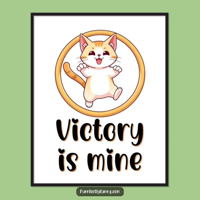 Funny Cat Hoop Leap Poster: Inspirational Wall Art, Perfect Cat Gift