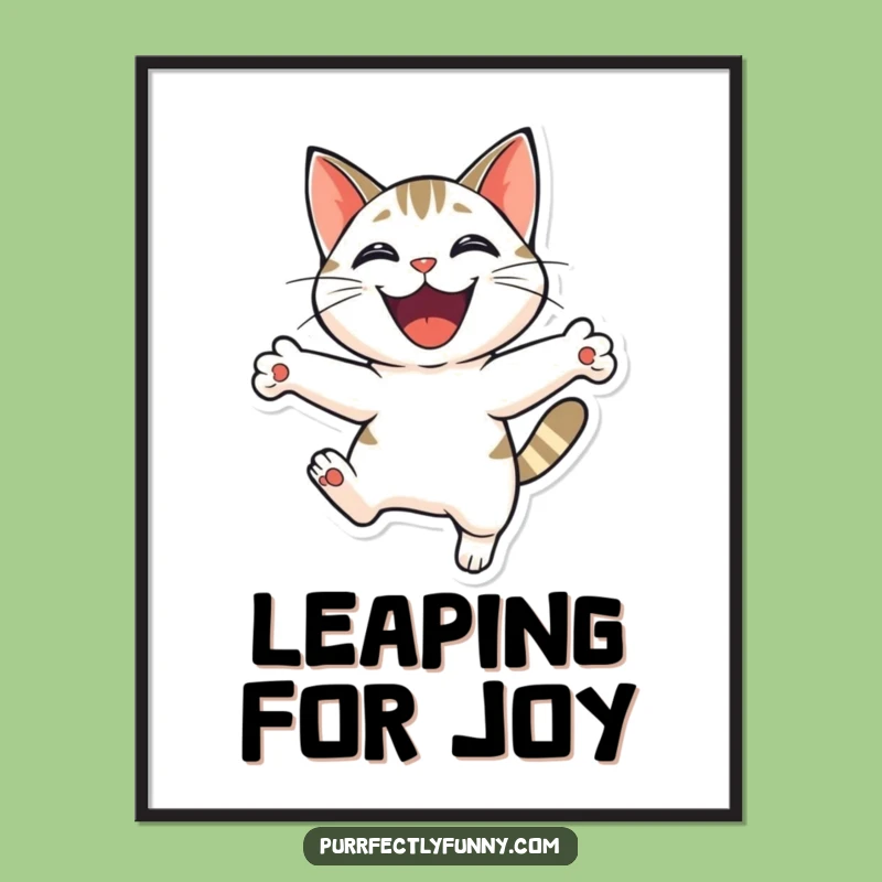 Funny Cat Leap Poster - Vibrant Wall Art for a Cheerful Feline Home