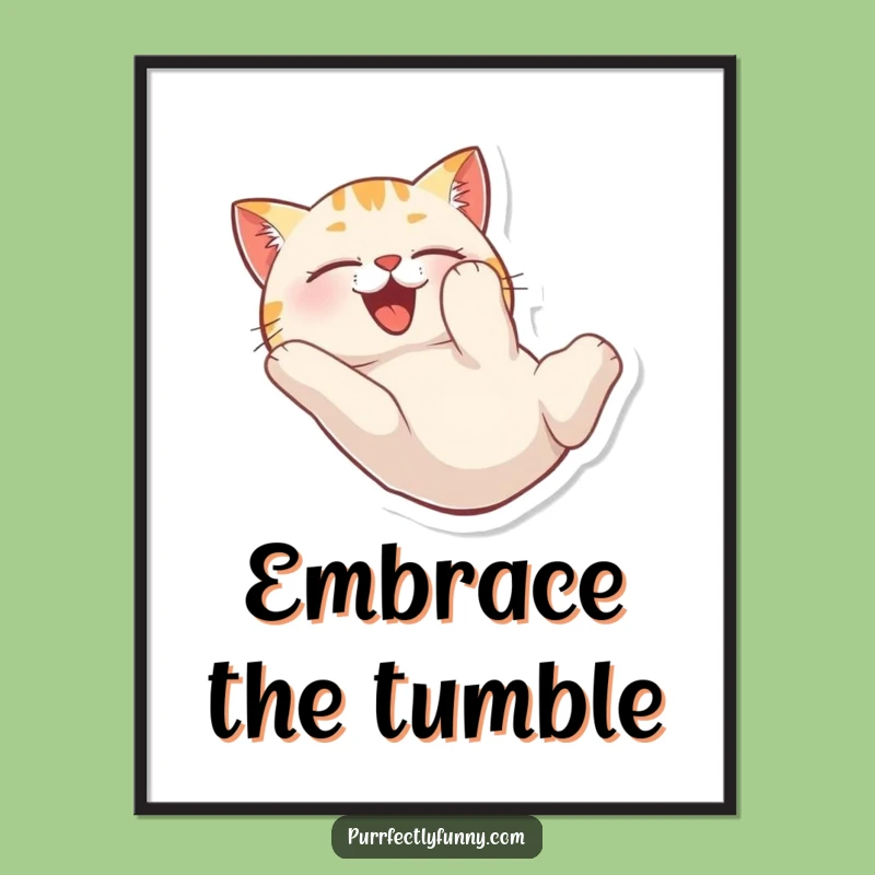 Funny Cat Tumble Poster: Decorate with Delightful Disarray