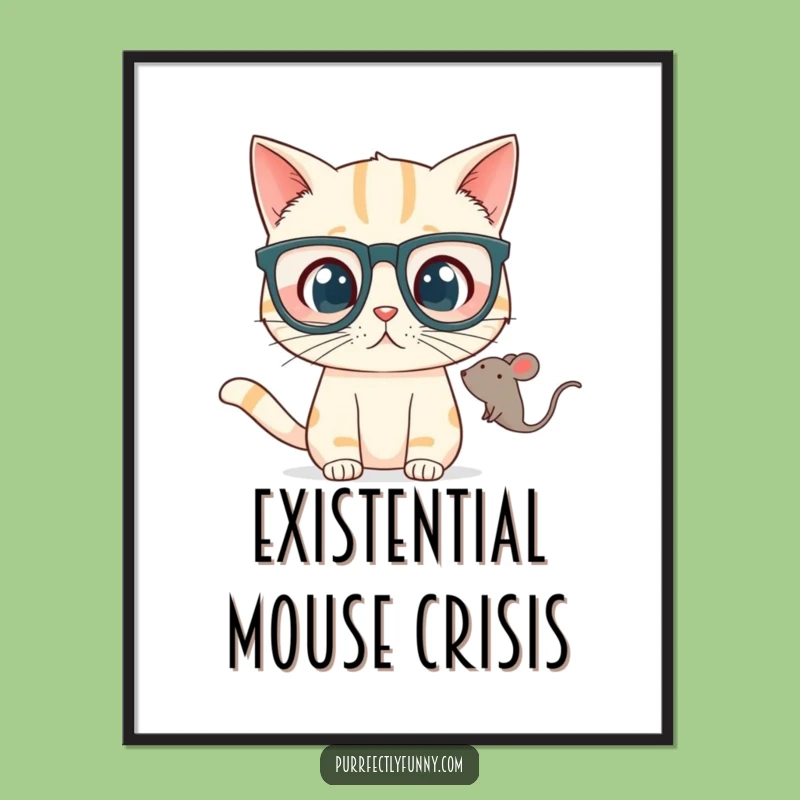 Funny Poster: Surprised Cat in Glasses - Whimsical Wall Art!