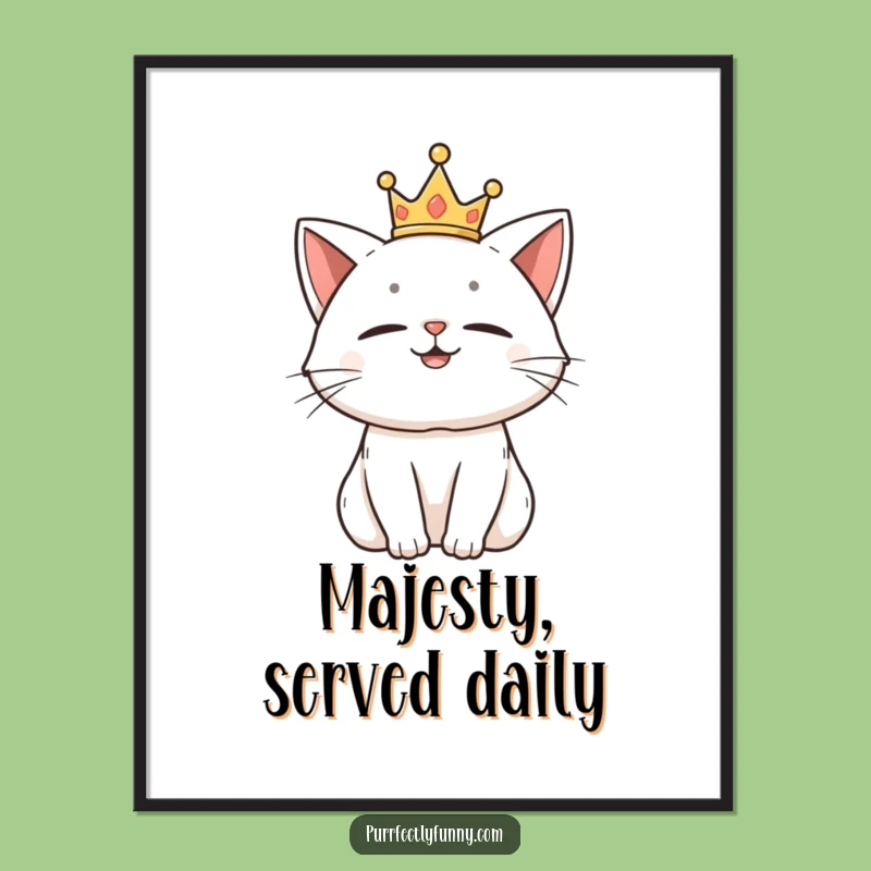 Funny Royal Cat Poster: Majestic Feline Amused Art Print