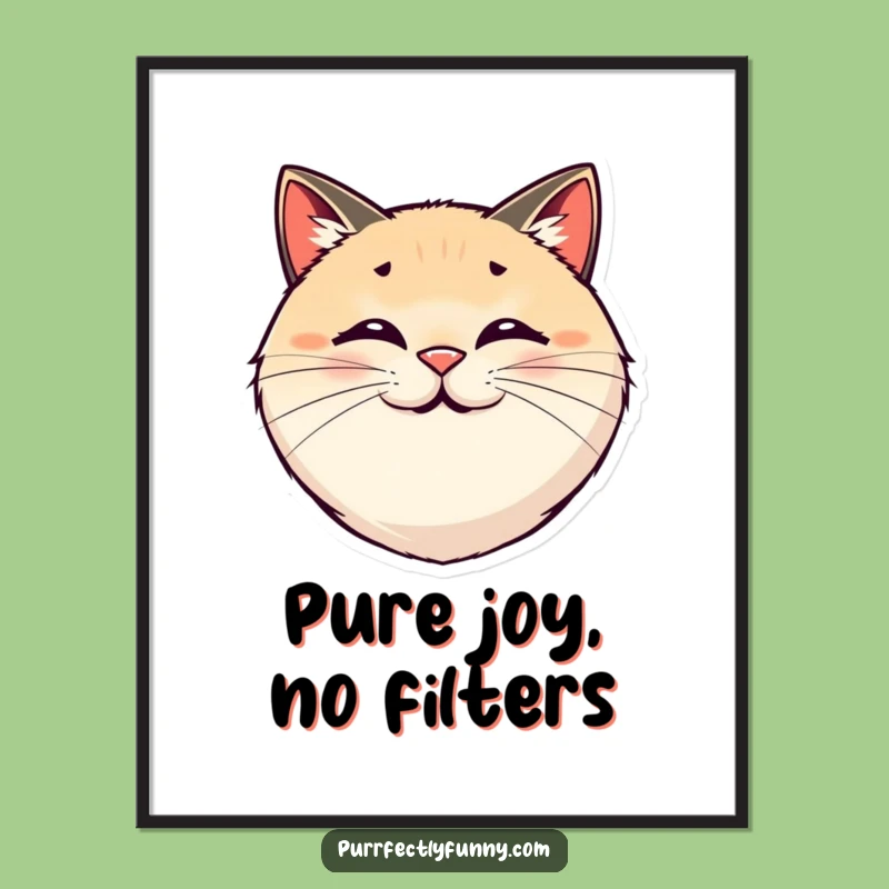 Funny Smiling Cat Face Poster - Bouncy Whiskers Wall Art