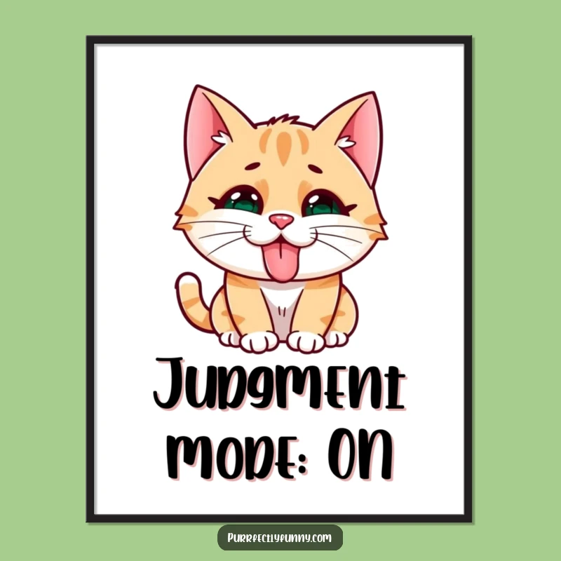 Funny Cat Face Poster: Tongue Out Art, Hilarious Wall Decor Gift