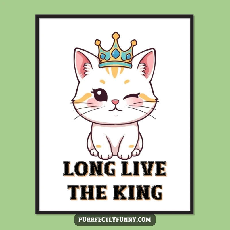 Funny Royal Cat Poster: Majestic Feline Crown Wink for a Perfect Gift