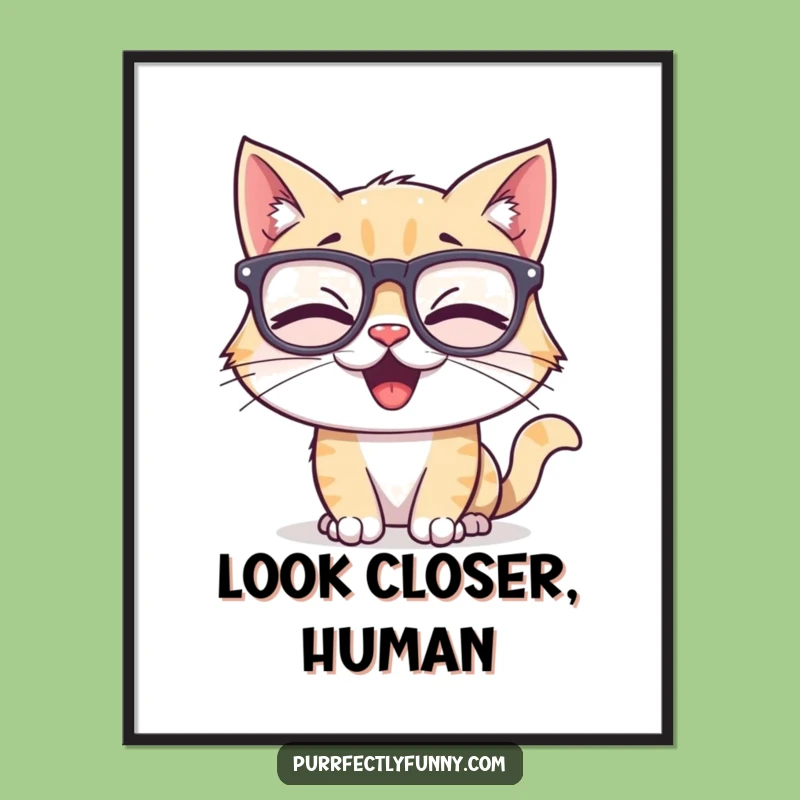 Funny Cat Poster: Whimsical Wall Art of a Giggling Cat with Silly Glasses