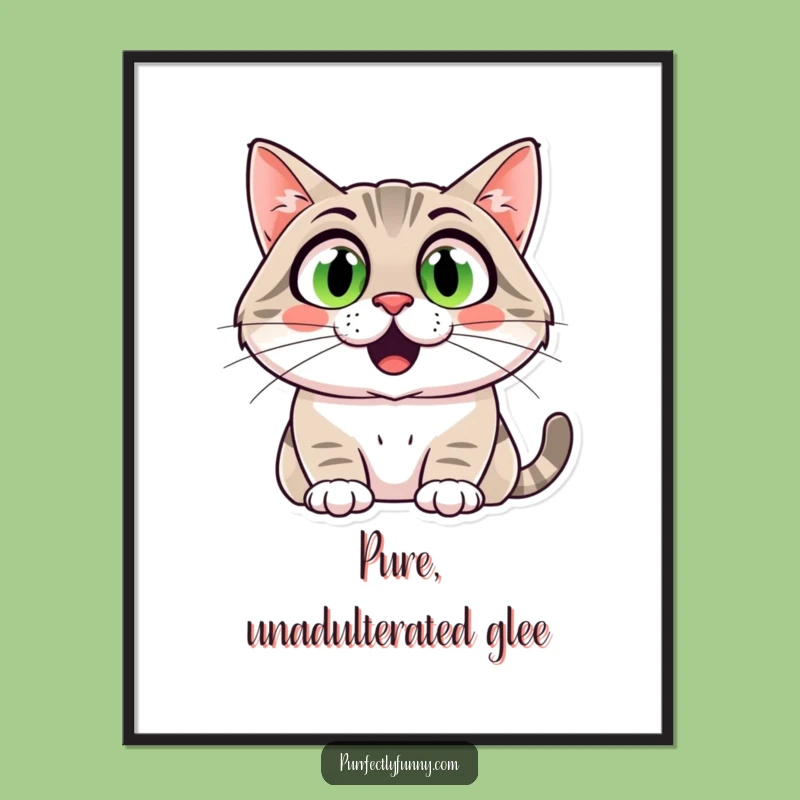 Funny Surprised Cat Poster: Hilarious Wide-Eyed Kitty Art for Expressive Decor