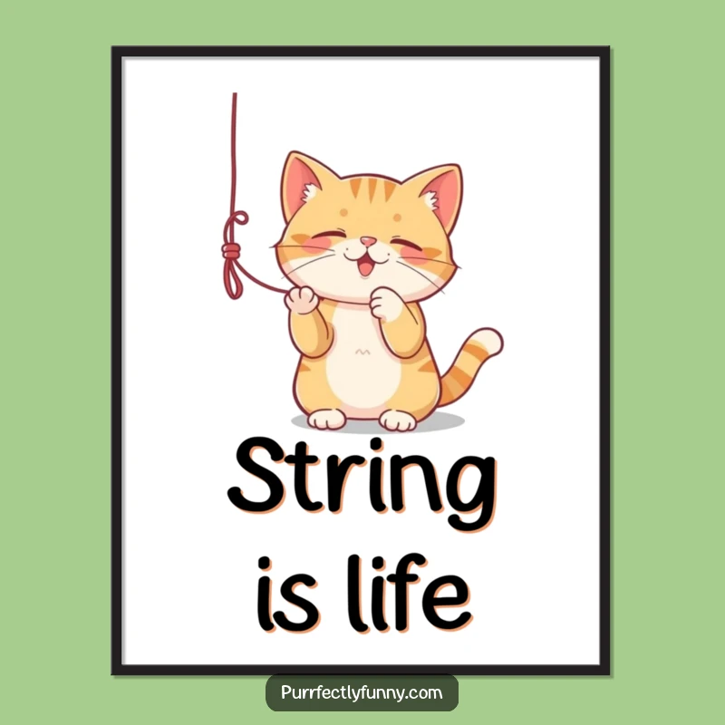 Funny Cat String Play Poster: Add Whimsy to Your Walls