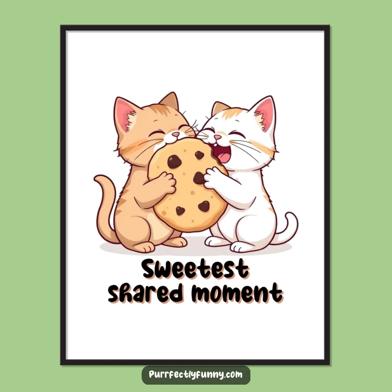 Funny Cat Cookie Sharing Poster: Hilarious Wall Art, Perfect Gift for Cat Lovers