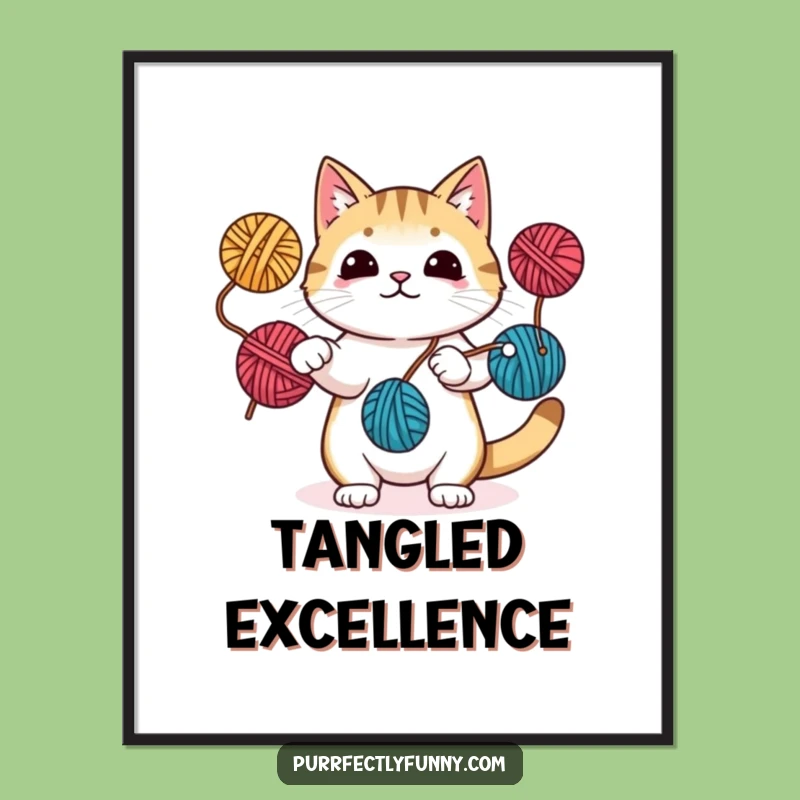 Funny Juggling Cat Yarn Poster: Impressive Wall Art
