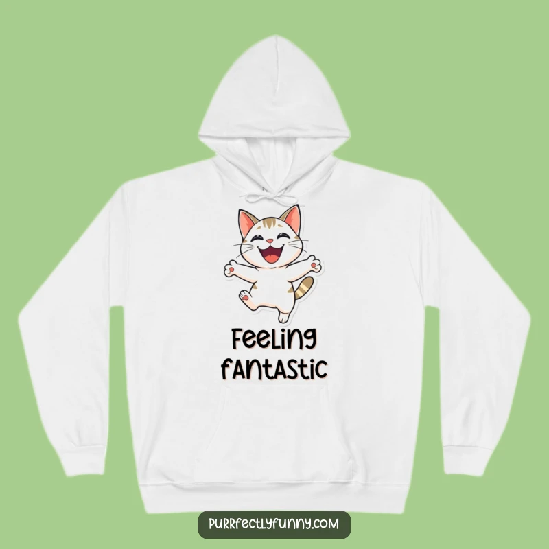 Cozy Funny Cat Leap Hoodie - Warm & Whimsical Feline Fan Gift