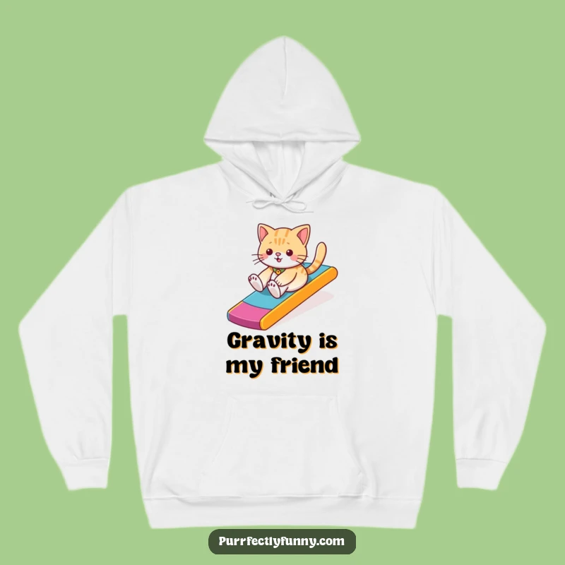 Cozy Funny Cat Ramp Slide Hoodie - Playful Warmth & Style Gift