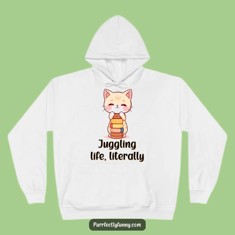 Funny Balancing Cat Hoodie: Stay Cozy While Embracing the Wobble