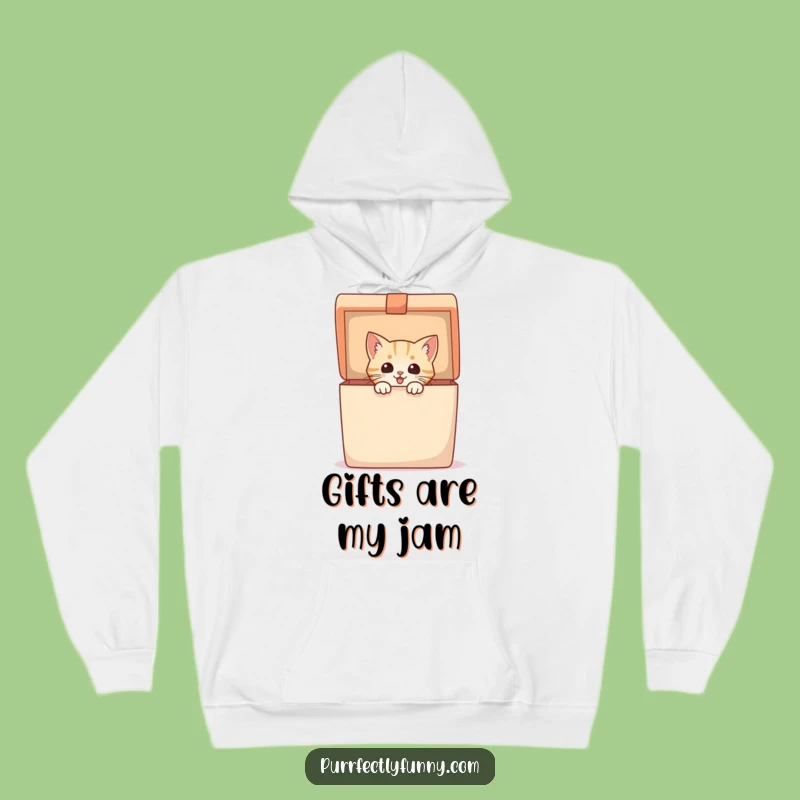 Funny Hoodie: Excited Cat in Gift Box - Cozy & Hilarious Gift!