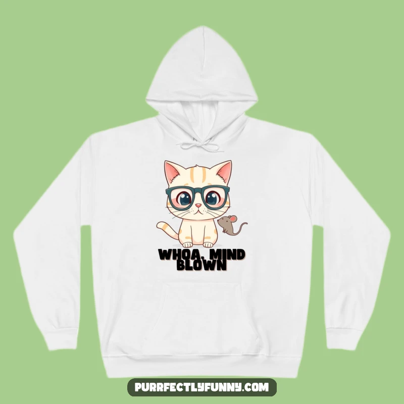 Funny Hoodie: Surprised Cat in Glasses - Cozy & Comical Gift!