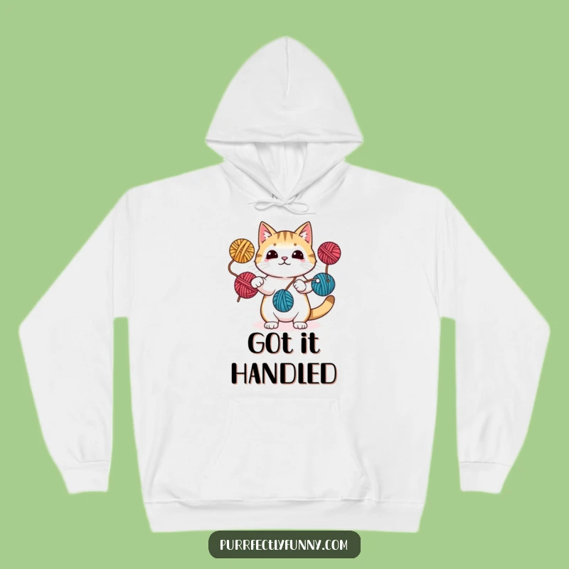 Funny Juggling Cat Yarn Hoodie: Cozy Comfort for Playful Souls