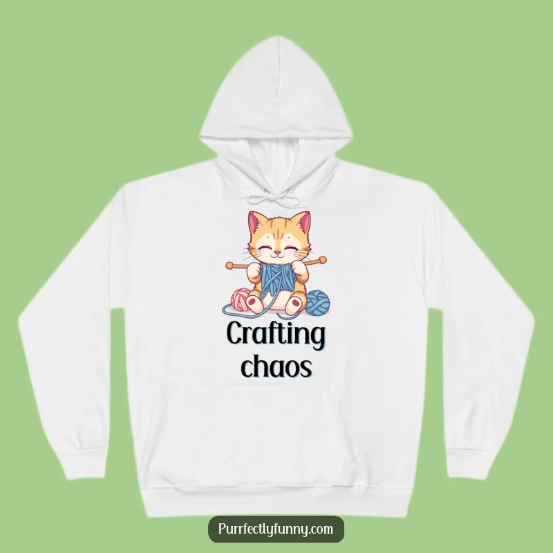Funny Knitting Cat Hoodie: Cozy and Hilarious Feline Crafter Sweatshirt for Comfort